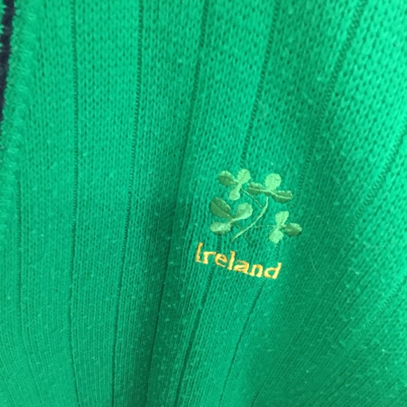 Vintage IRELAND Shamrock Green Acrylic Cardigan Quills Woollen Market L - Picture 4 of 10